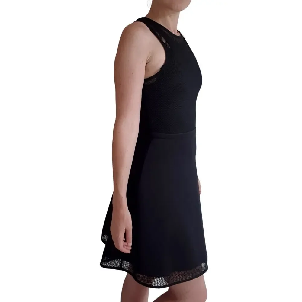 NWT Camilla and Marc Black Dress A-Line Mini Size 2 Scuba Net Top Night Out - Picture 3 of 16